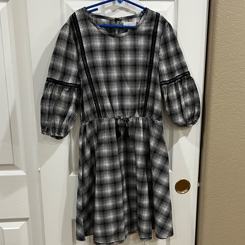 Plaid Black and White Kids Dress